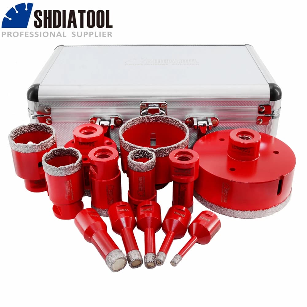 SHDIATOOL 13Pcs Diamond Drill Core Bits Set 6/8/10/12/16/20/25/30/35/45/55/68/100mm Bit For Granite Porcelain Hole Saw Opener
