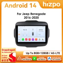 9" Hizpo 2Din Android14 Car Radio for Jeep Renegade 2016 - 2020 GPS RDS DSP 4G BT Android Auto CarPlay Snapdragon 6115 360°CAM