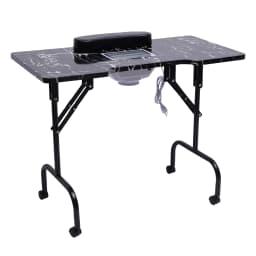 Portable Nail Table Folding Manicures Desk Movable Table for Both Salon and Home w/ Dust Collector Fan
