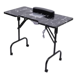 Portable Nail Table Folding Manicures Desk Movable Table for Both Salon and Home w/ Dust Collector Fan