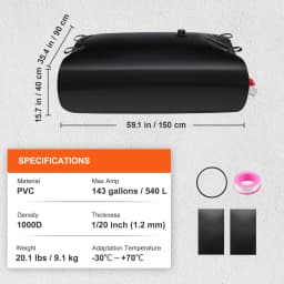 SucceBuy Water Tank Bladder PVC Collapsible Water Bladder Including Spigots and Overflow Kit Portable for Garden Water Catcher