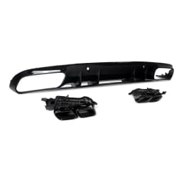 Magickit Rear Diffuser with Exhaust Tips for Mercedes Benz C Class C205 A205 Coupe 2015-2018 C63 Style Rear Bumper Diffuser Lip