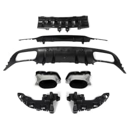 Magickit Rear Diffuser with Exhaust Tips for Mercedes Benz C Class C205 A205 Coupe 2015-2018 C63 Style Rear Bumper Diffuser Lip