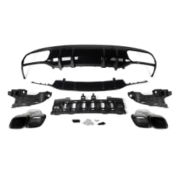 Magickit Rear Diffuser with Exhaust Tips for Mercedes Benz C Class C205 A205 Coupe 2015-2018 C63 Style Rear Bumper Diffuser Lip
