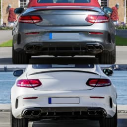 Magickit Rear Diffuser with Exhaust Tips for Mercedes Benz C Class C205 A205 Coupe 2015-2018 C63 Style Rear Bumper Diffuser Lip