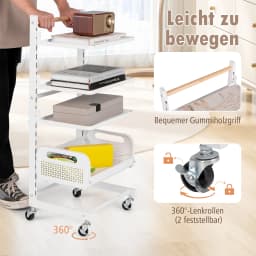 4-level Roller Carts, serving trolley with Adjustable Shelves, Kitchen Trolley with Roller & Handle, kitchen storage Trolley