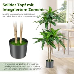 140cm Art plant Artificial plant Dracena Room plant with Pot & 92 Leaves plant Green Dragon Tree Artificial Palm