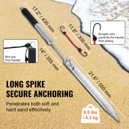 SucceBuy Sand Spike Boat Anchor Pole, 36" Galvanized Carbon Steel Slide Anchor Shore Spike, Self-Hammering Beach Spike Anchor