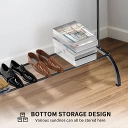 BRIEFNESS Heavy Duty Clothesline Black Drying Rack with Hooks Storage Rack Free Standing Hanging 110 x 40 x 150 cm