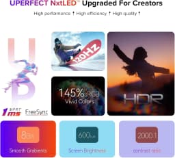 UPERFECT NxtLED™ 120Hz Portable Monitor 18.5" Eye-Care Screen 120%sRGB Matte HDMI USB-C Travel Gaming Display For MacBook Laptop PC Surface PS5 Xbox With Cover & Speakers VESA Compatible