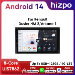 Hizpo 2Din 10.1inch Android Auto Car Radio for Renault Arkana Duster HM 2 2019 - 2021 4G BT CarPlay SWC GPS RDS DSP 360° CAM