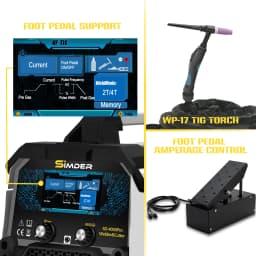 SSIMDER Aluminum MIG Welder Pulse MIG/MAG/HF TIG/Stick/Pilot ARC Plasma Cutter 200A Welding Machine SD4050Pro 10 in 1 Welder Cut