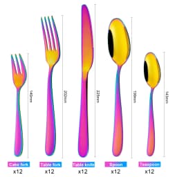 60Pcs Tableware Stainless Steel Dinnerware Set Knife Fork Coffee Spoon Mirror Flatware Dishwasher Safe Kitchen Silverware Set