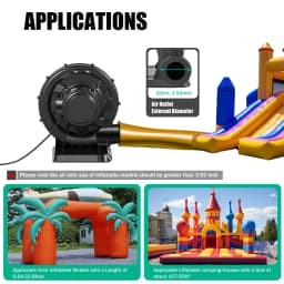 370/250W Air Blower Fan High Pressure Centrifugal Fan Continuous Blower Bouncy Castle Pump