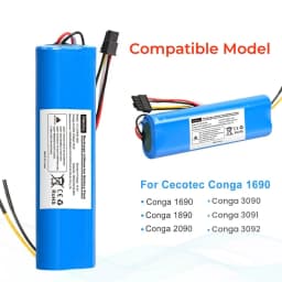 Aleaivy Replacement Battery 14.4V 3500mAh for CECOTEC CONGA 3090 3091 3092 1690 1890 2090 2290 Robot Vacuum Cleaner Accessories
