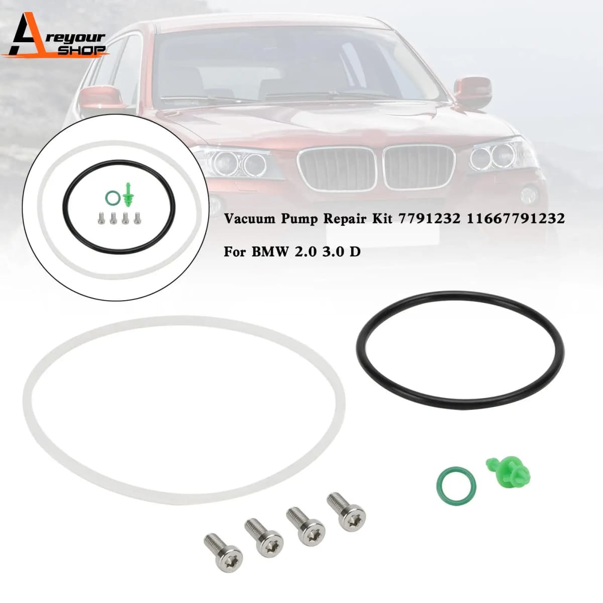 Areyourshop Vacuum Pump Repair Kit 7791232 11667791232 for BMW 2.0 3.0 D