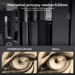 ATOMSTACK A70 MAX Laser Engraver 77W COS Blue Light Laser Power with F60 Air Assist Set 24000mm/min Engraving Speed 0.01mm Prec