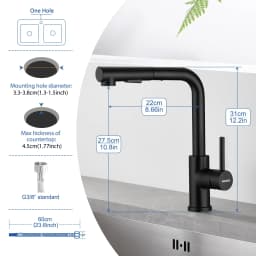 Oeegoo kitchen faucet with pull-out shower, high pressure kitchen faucet black 360°rotation, sink faucet with shower