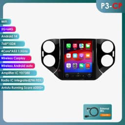 Hizpo 9.7inch Android Car Radio for Volkswagen VW Tiguan 1NF 2007 - 2016 Auto CarPlay 4G BT SWC RDS DSP GPS Snapdragon 6115