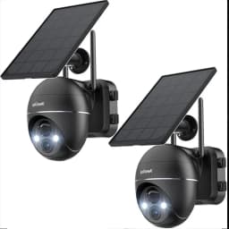 IeGeek 2K Solar Surveillance Camera Outdoor Battery, 355°/140° Pan Tilt Wireless Surveillance Camera with Colour Night Vision