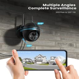 IeGeek 2K Solar Surveillance Camera Outdoor Battery, 355°/140° Pan Tilt Wireless Surveillance Camera with Colour Night Vision