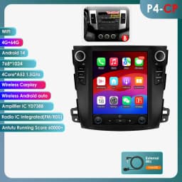 OSSURET 9.7'' Android 13 Car Radio for Mitsubishi Outlander XI 2 2008-2011 Multimedia Stereo Vertical Screen Carplay 360°Camera