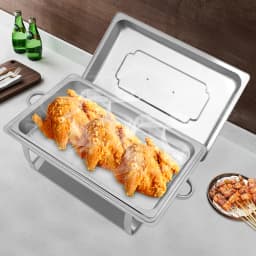 Stainless Steel Food Warmer, 9L Chafing Dish Warming Container Food Warmer Heat Container Hotel Buffet Warmer with Folding Frame