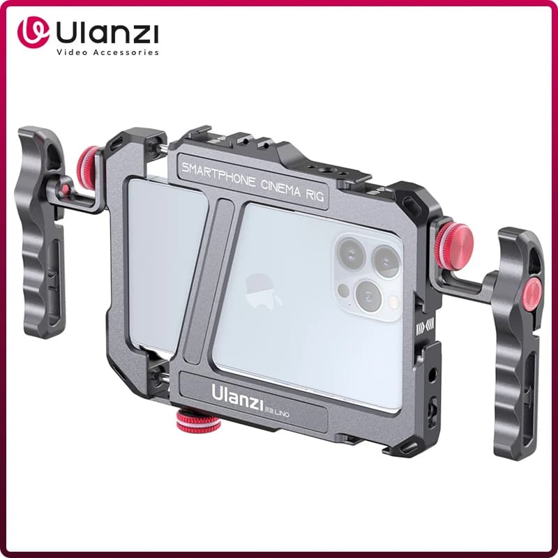 Ulanzi Lino Smartphone Rig Phone Video Vlog Cage with Adjustable Handle for iPhone 16 15 14 13 12 Pro Max for Mic Video Light
