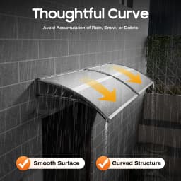 37in PC PP Transparent Door Canopy Isolate Heat Protection From Rain And Snow Rain Shelter Front Door Awning