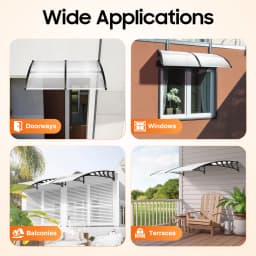 37in PC PP Transparent Door Canopy Isolate Heat Protection From Rain And Snow Rain Shelter Front Door Awning