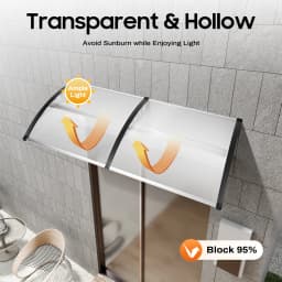 37in PC PP Transparent Door Canopy Isolate Heat Protection From Rain And Snow Rain Shelter Front Door Awning