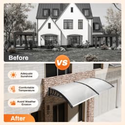 37in PC PP Transparent Door Canopy Isolate Heat Protection From Rain And Snow Rain Shelter Front Door Awning