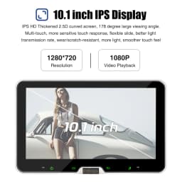 ESSGOO 10.1" Android 14 Car Stereo Radio Wireless Carplay 1 DIN Rotatable Screen GPS NAVI FM RDS BT Wifi Scroll with Microphone
