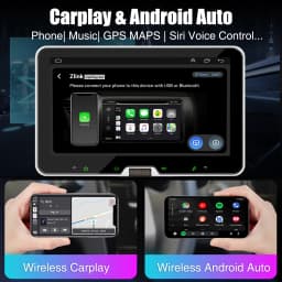 ESSGOO 10.1" Android 14 Car Stereo Radio Wireless Carplay 1 DIN Rotatable Screen GPS NAVI FM RDS BT Wifi Scroll with Microphone