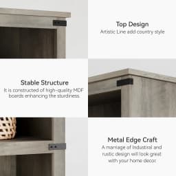 3 Tier Wooden Bookcase Farmhouse Book Shelf with Storage Open Display Bookshelves Low Book Case Home Decor Furniture Grey