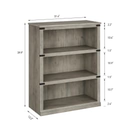 3 Tier Wooden Bookcase Farmhouse Book Shelf with Storage Open Display Bookshelves Low Book Case Home Decor Furniture Grey