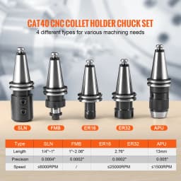 SucceBuy CAT40 Collet Holder ER 16/32 Collet Set 35PCs SLN FMB ER16/32 APU Tool Holders Spring Steel Collet Chucks 10 Pull Studs