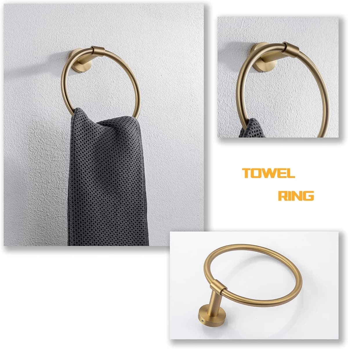 Bathroom Towel Ring Hook Hardware Accessories Storage Holder 304 Stainless Steel Hand Towel Holder Modern Round Towel Hanger