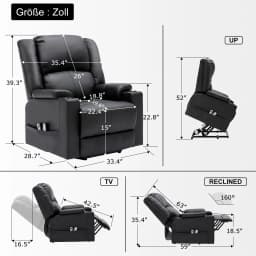 Comhoma Electric Power Lift Recliner Chair, Lift Chair Recliner Tv Chair Massage Chair with Reclining Function Chair for Elderly
