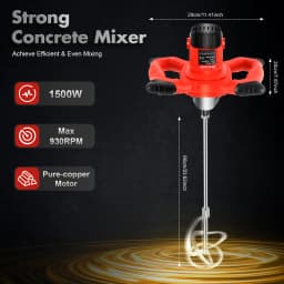 1500W EU Standard 220V Plaster Paint Mixer with 6 Adjustable Speeds Heavy Duty Dual Handle Construction Mixing Tool