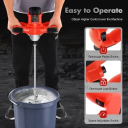 1500W EU Standard 220V Plaster Paint Mixer with 6 Adjustable Speeds Heavy Duty Dual Handle Construction Mixing Tool