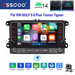 ESSGOO 7" Android 14 Car Radio 4+64G Carplay Android Auto For VW Golf 5 6 Plus Touran Caddy Jetta Passat Polo GPS Navi AI Voice