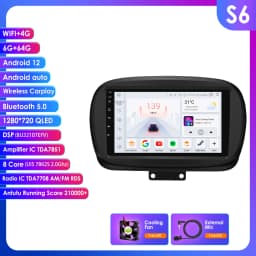 9" CarPlay Hizpo 2Din Android Auto Car Radio for Fiat 500X 2014 - 2020 Multimedia UI7862 Navigation GPS RDS DSP SWC 4G Bluetooth