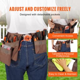 SucceBuy 13 Pockets Electrician Waist Tool Bag Belt Polyester Tool Pouch Utility Kits Holder Adjusts from 29-54in for Hardware