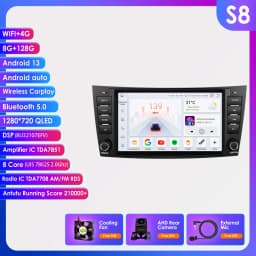 Hizpo 8" Car Radio Audio For Mercedes Benz E-Class W211 W463 W219 W209 Carplay Stereo 2 Din Android 13 Multimedia Player 8+128G