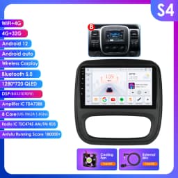 9" Hizpo 2Din CarPlay Android Auto Car Radio for Opel Vivaro B 2014 - 2018 Renault Trafic 2014 - 2021 RDS DSP GPS Navi BT 4G SWC