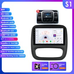 9" Hizpo 2Din CarPlay Android Auto Car Radio for Opel Vivaro B 2014 - 2018 Renault Trafic 2014 - 2021 RDS DSP GPS Navi BT 4G SWC