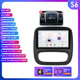 9" Hizpo 2Din CarPlay Android Auto Car Radio for Opel Vivaro B 2014 - 2018 Renault Trafic 2014 - 2021 RDS DSP GPS Navi BT 4G SWC