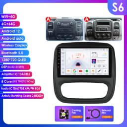 9" Hizpo 2Din CarPlay Android Auto Car Radio for Opel Vivaro B 2014 - 2018 Renault Trafic 2014 - 2021 RDS DSP GPS Navi BT 4G SWC
