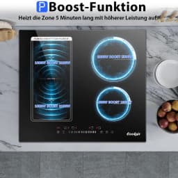 Cooksir Induction Hob 4 Plates with Plug，Installation 59 cm，3500 W，Combination Zone for Grill，Slider Touch Control，220 V，50 Hz